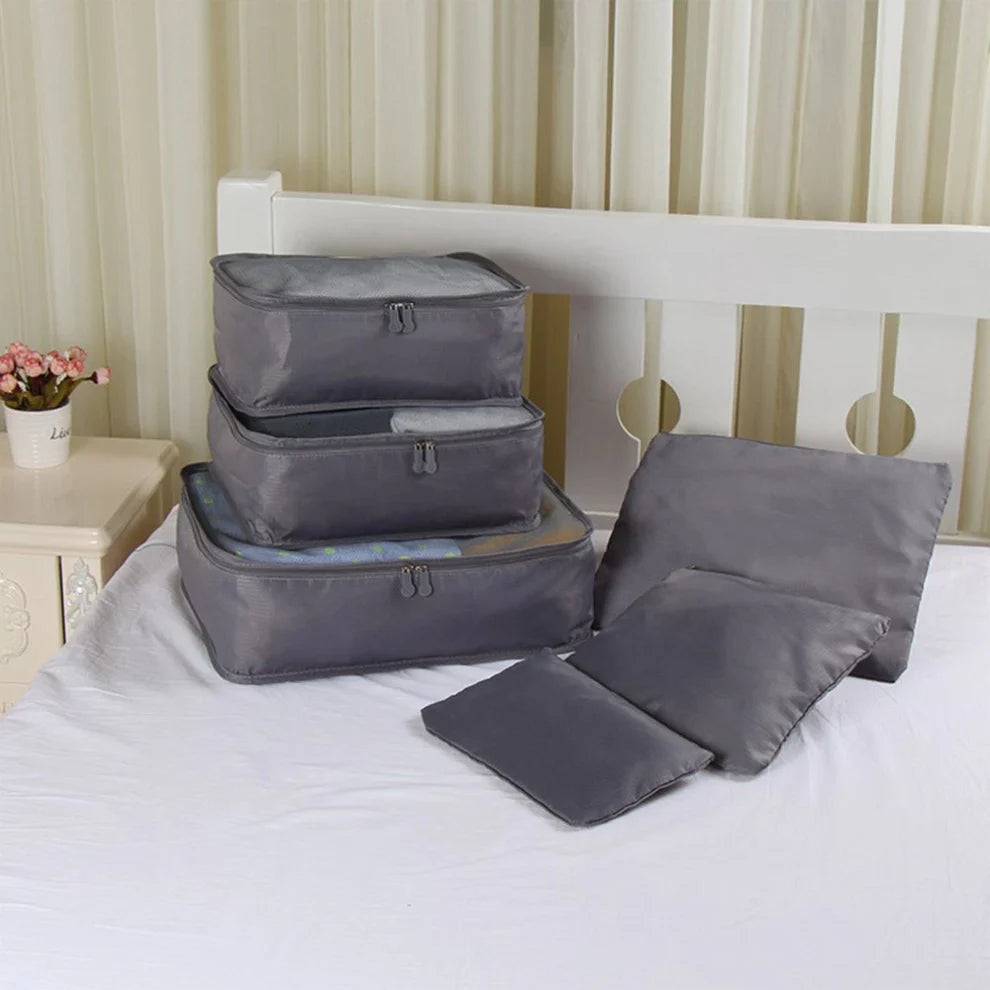 حقيبة تنظيم قماش للسفر بسحاب، 6 قطع