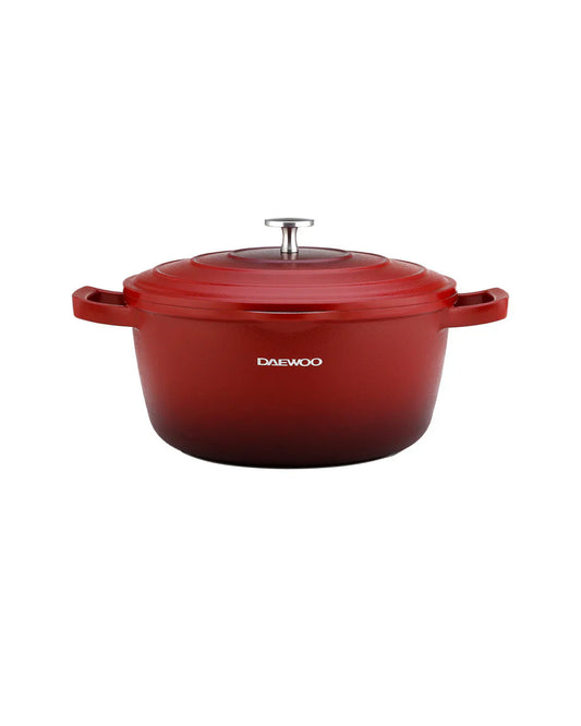 Pre Order:Daewoo 32cm Die-Cast Aluminum Casserole Pot with Lid – Non-Stick Granite Stone Coating, Full Induction Base, Oven-Safe, Chemical-Free, Red – 9.5L