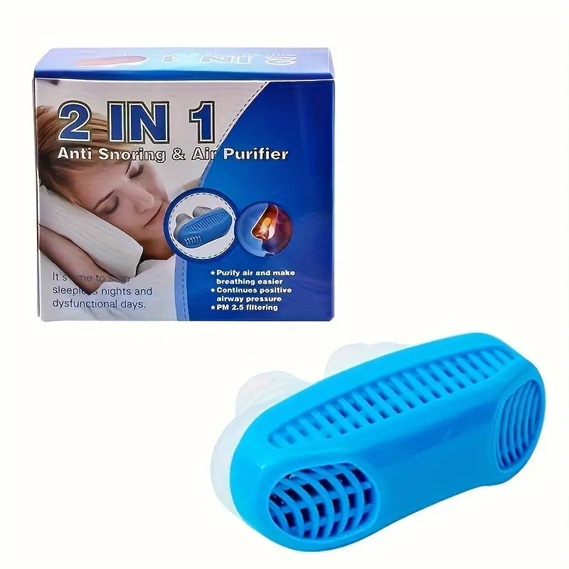 جهاز 2 في 1 لمكافحة الشخير: مشبك أنف لنوم أفضل وتقليل الشخير - لا يحتاج إلى بطارية