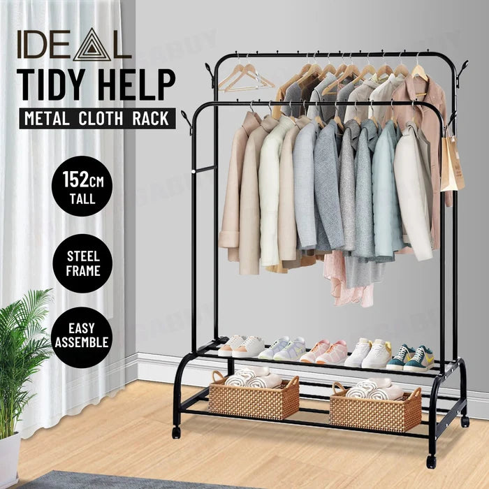 2-Tier Double-Rail Metal Garment Rack