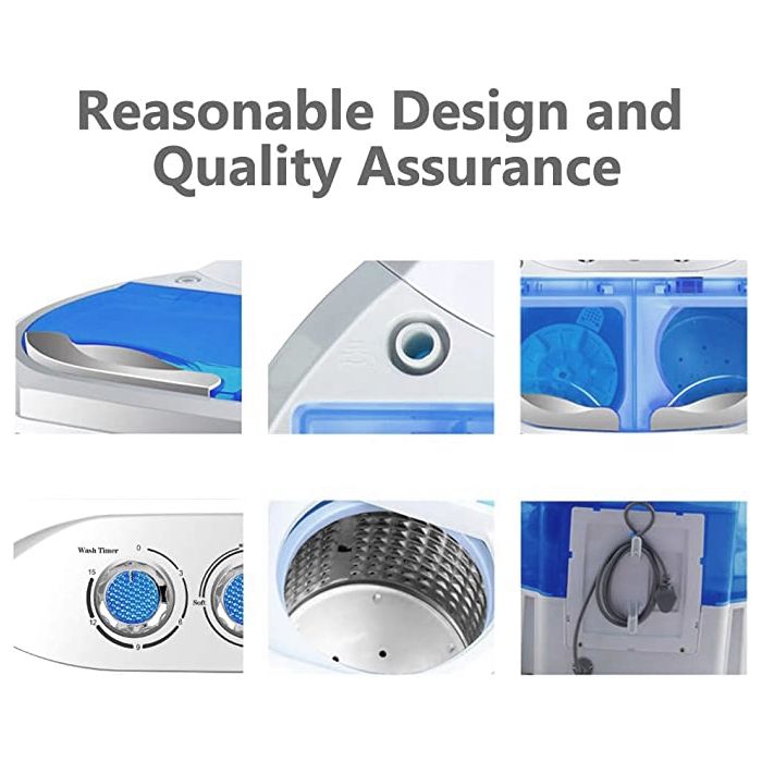 غسالة ملابس صغيرة محمولة مع سلة تجفيف (3.6 كجم غسيل + 2 كجم تجفيف)