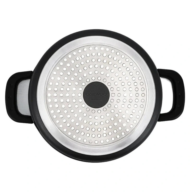 دايو طقم قدور جرانيت من سلسلة دايو ايه أس، 11 قطع (قدر 32, 28, 24 سم, مقلاة 26سم, طاجن 20 سم) مع 8 مقابض سيلكون