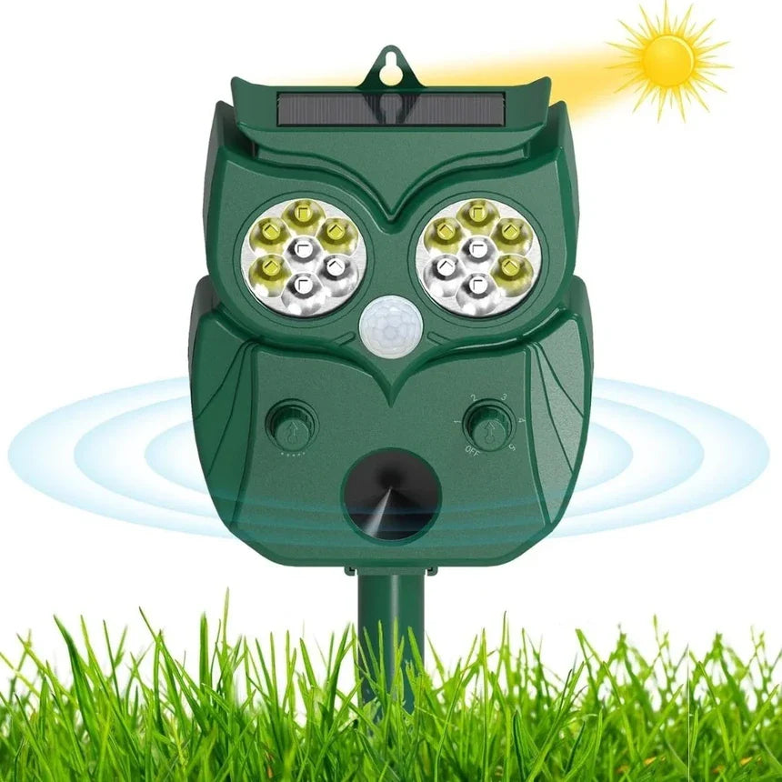 طارد الحيوانات بالموجات فوق الصوتية يعمل بالطاقة الشمسية