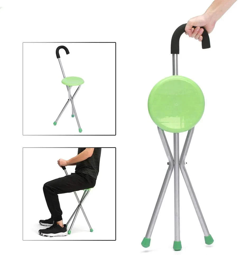 عصا مشي بمقعد قابل للطي