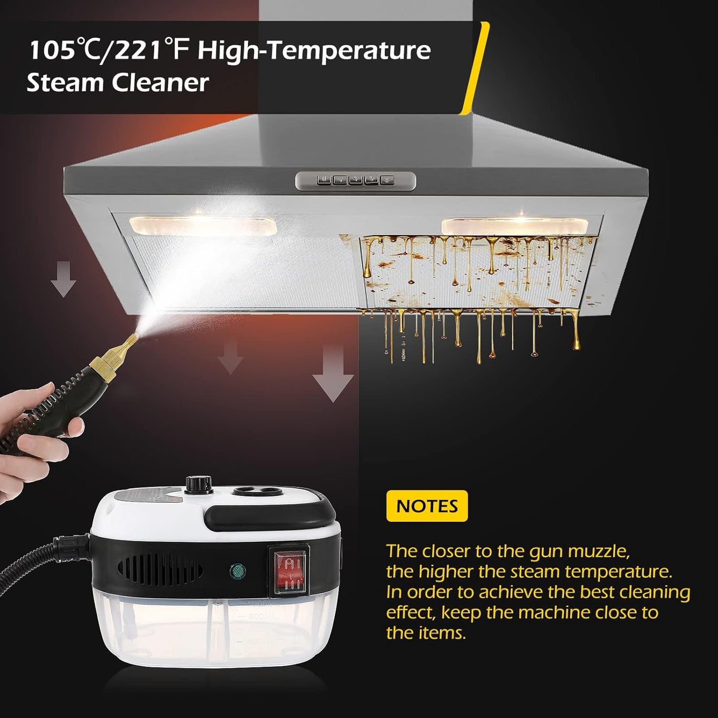 جهاز تنظيف بالبخار محمول باليد بقوة 2500 واط، جهاز تنظيف بالبخار عالي الحرارة