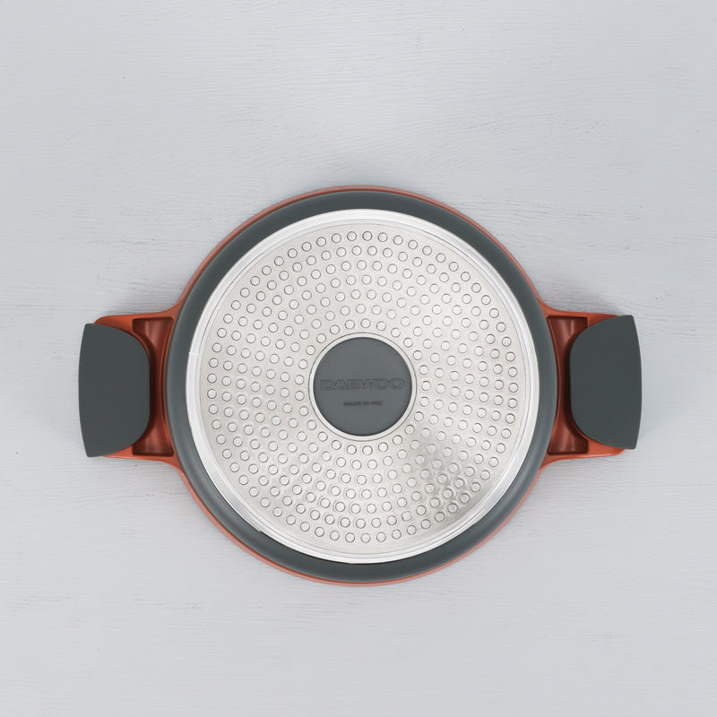 دايو طقم قدور جرانيت من سلسلة دايو H مكون من 9 قطع: قدر بأحجام 28، 24، 20 سم، ومقلاة بحجم 26 سم، بالإضافة إلى قطعتين من أدوات الطبخ