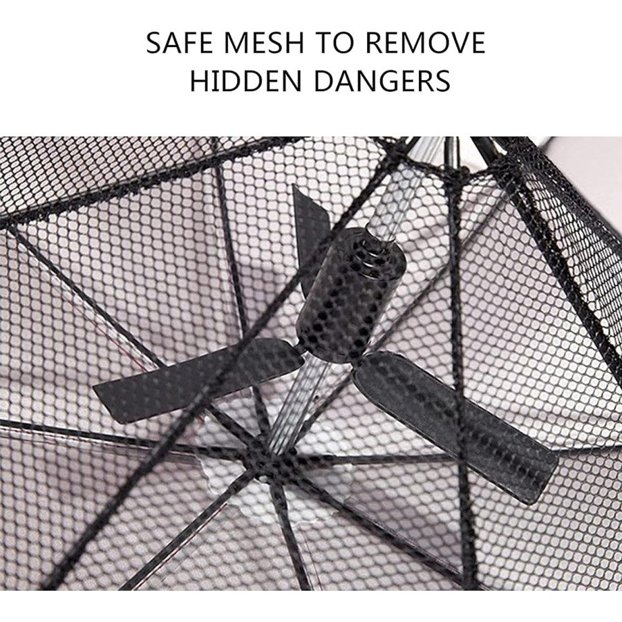 مظلة للمشي مع حماية من الأشعة فوق البنفسجية ورذاذ ومروحة، ومظلة مطر مقاومة للرياح وجيدة التهوية