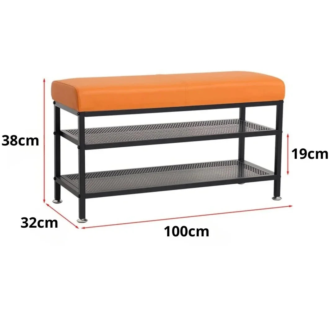 مقعد مبطن ورفوف لتخزين الأحذية