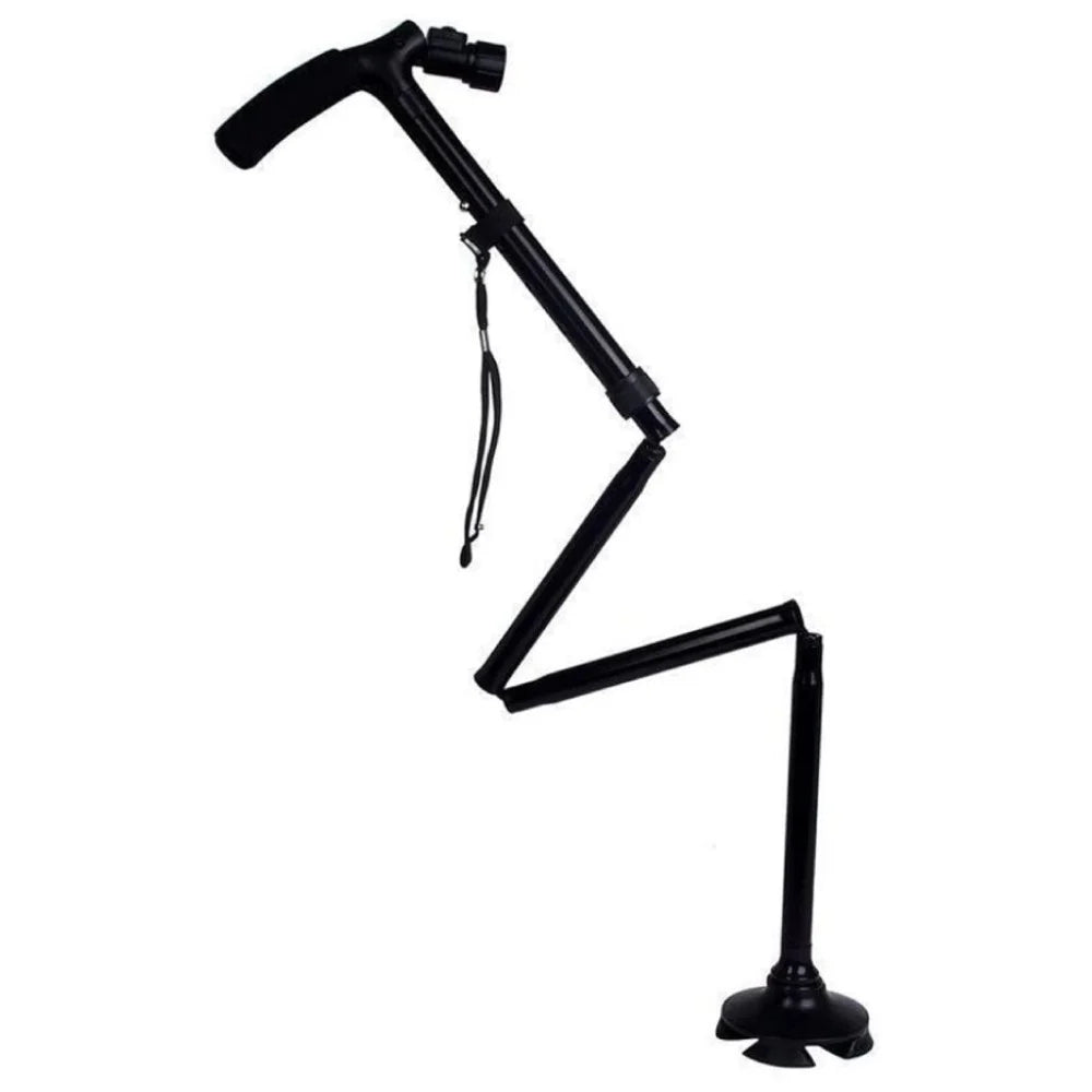 احصل على عصا مشي قابلة للطي لكبار السن مع ضوء LED، عكاز قابل للطي وقابل للتعديل مع مضاد