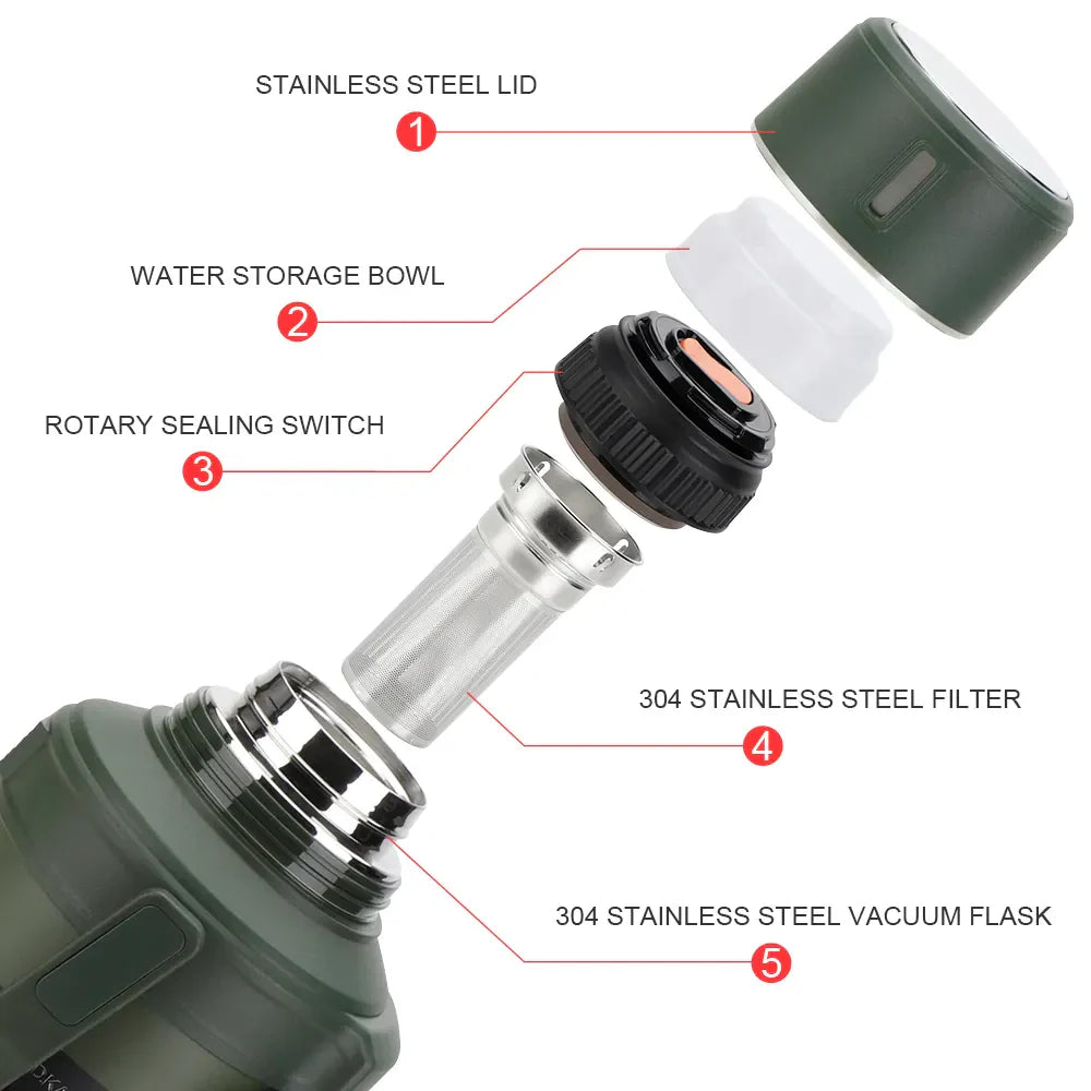 DKADI KD9058 زجاجة فراغ ذات جدار مزدوج بسعة كبيرة (3 أو 4 أو 5 لترات)