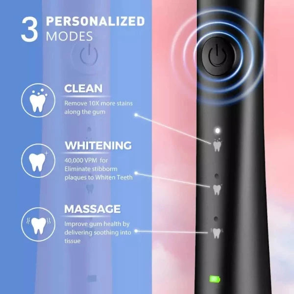 مجموعة فرشاة الأسنان الكهربائية الصوتية لشخصين مع 8 رؤوس من ATMOKO (Sonic Duo HP42A)