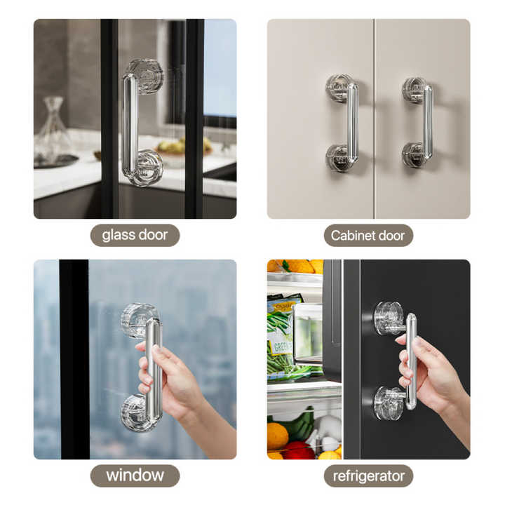 مقبض باب من Whalegree Diamond Suction Cup، مقبض قوي الثبات مع كوب شفط، بدون