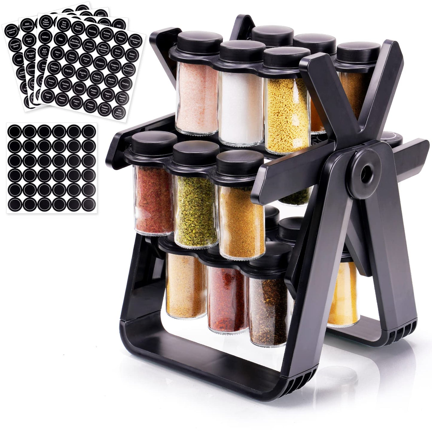 360 درجة دوار توابل منظم مع 18 حاوية زجاجية