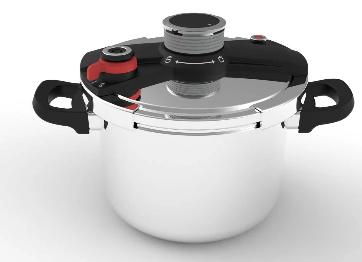 قدر ضغط دايو سعة 8 لترات 3 في 1 (ضغط - بخار - عادي) مصنوعة من الاستانلس ستيل عالي الجودة، لأداء ممتاز في الطهي السريع والصحي.