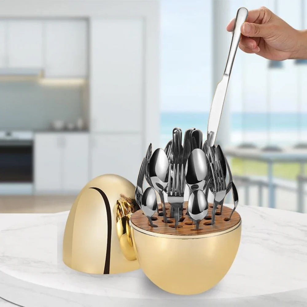 مجموعة فاخرة مكونة من 24 قطعة مع بيضة مزاجية في صندوق ملون باللون الفضي