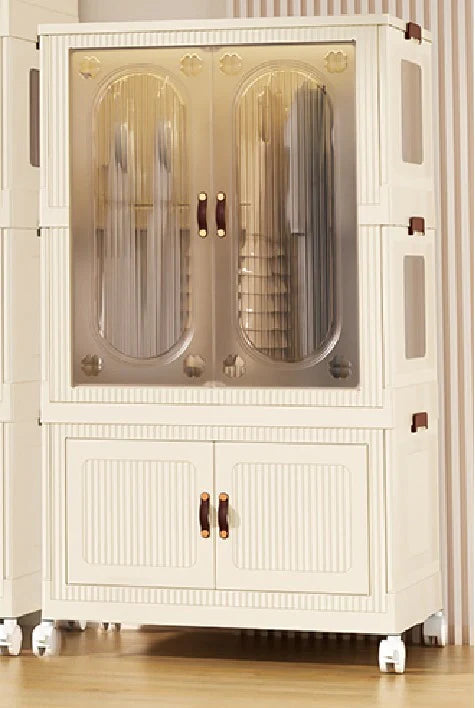 كبت تخزين بغطاء شفاف وعجلات مقاس 76 × 51 × 127