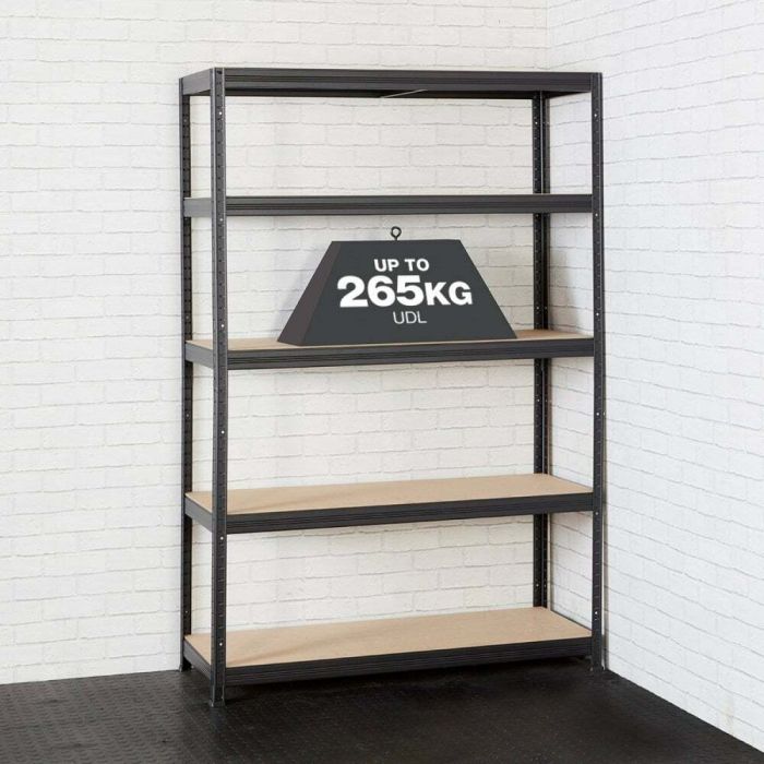 رف متين مكون من 5 طبقات 180 × 45 × 120 سم - أسود