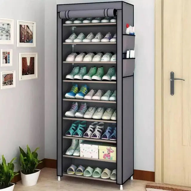 منظم أحذية متعدد الوظائف بتسع طبقات ورف أحذية عملي وموفر للمساحة