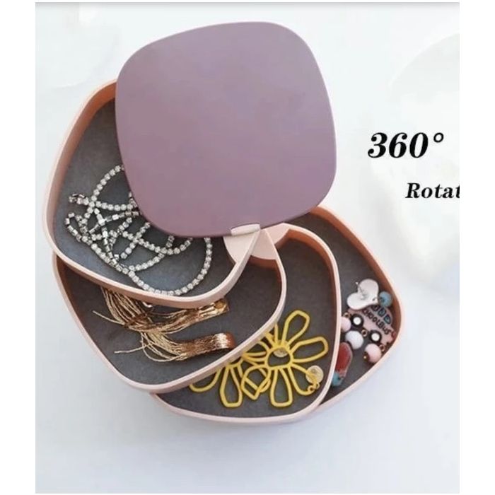صندوق مجوهرات قابل للدوران مع مرآة
