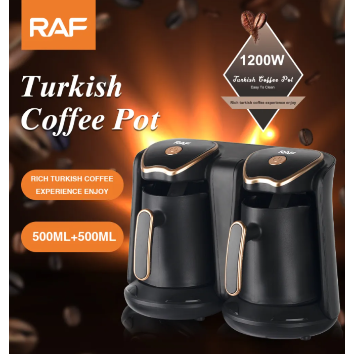 ماكينة صنع القهوة التركية المزدوجة بقوة 1200 واط وسعة 1 لتر من RAF