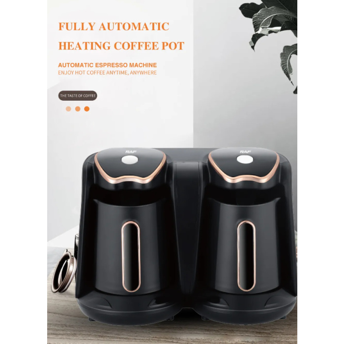 ماكينة صنع القهوة التركية المزدوجة بقوة 1200 واط وسعة 1 لتر من RAF