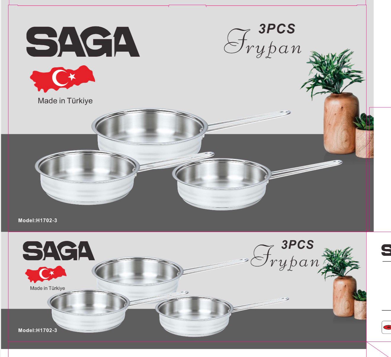 طقم مقالي ستانلس ستيل ساجا التركي 3 قطع (H1702-3) – الجودة والمتانة
