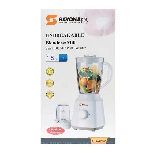 خلاط ومطحنة سايونا Sayona SB-4630 بقوة 350 واط وسعة 1.5 لتر (مع كفالة 6 شهور)
