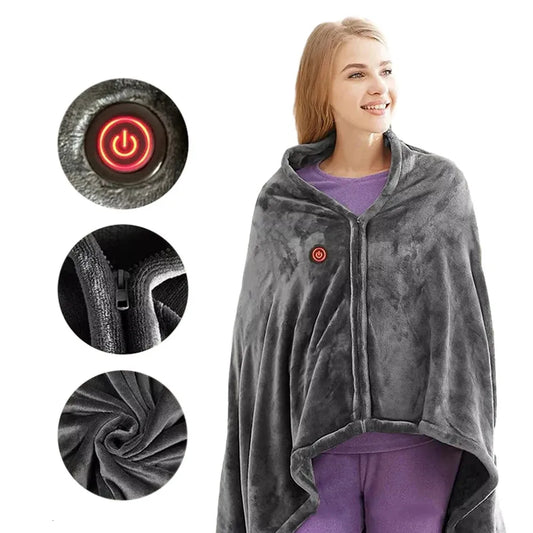 Electric Blanket 3 Heat Controller Coral Flannel Warm Shawl Winter Heated Blanket Cape Heating Lap Blanket Electric Heating Blanket