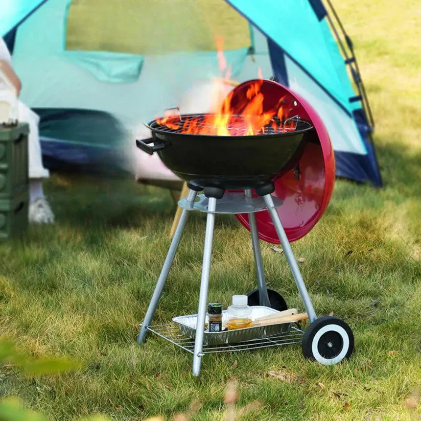 شواية محمولة للتخييم والمشي لمسافات طويلة مع غطاء للتدخين