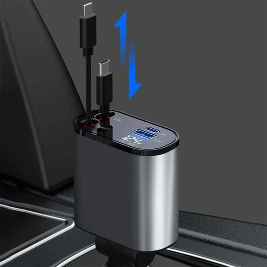 4 in 1 Retractable 120W Car Charger