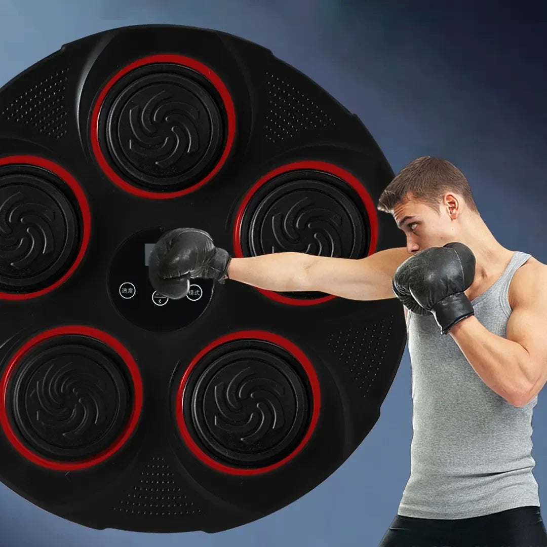 آلة ملاكمة موسيقية مثبتة على الحائط مع مكبر صوت بلوتوث