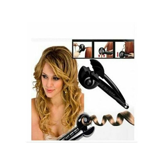 مكواة أوتوماتيكية لتمويج الشعر باحترافية، مع شاشة رقمية، وأسطوانة من السيراميك، أسود