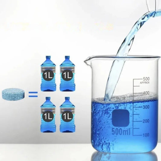 Effective Glass Cleaning Tablets Easily remove dirt and contaminants from your car's windshield for a clear view every time One tablet mixes with 4 liters of water