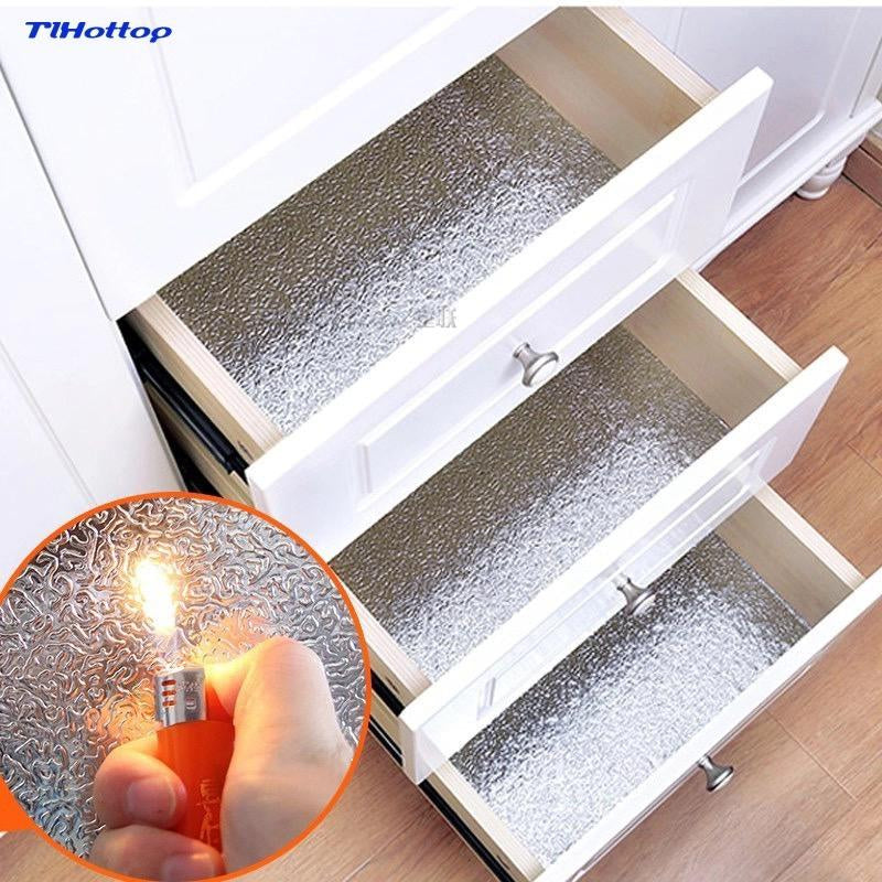 ملصقات SKEIDO المقاومة للماء والزيت للمطبخ، ورق ألومنيوم لموقد المطبخ، ملصقات خزانة ذاتية اللصق، ورق جدران