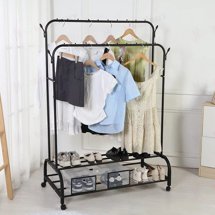 2-Tier Double-Rail Metal Garment Rack