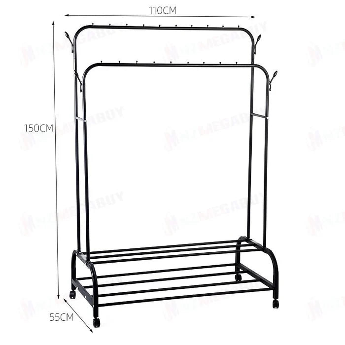 2-Tier Double-Rail Metal Garment Rack
