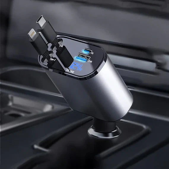 شاحن سيارة 4 في 1 قابل للسحب بقوة 120 وات