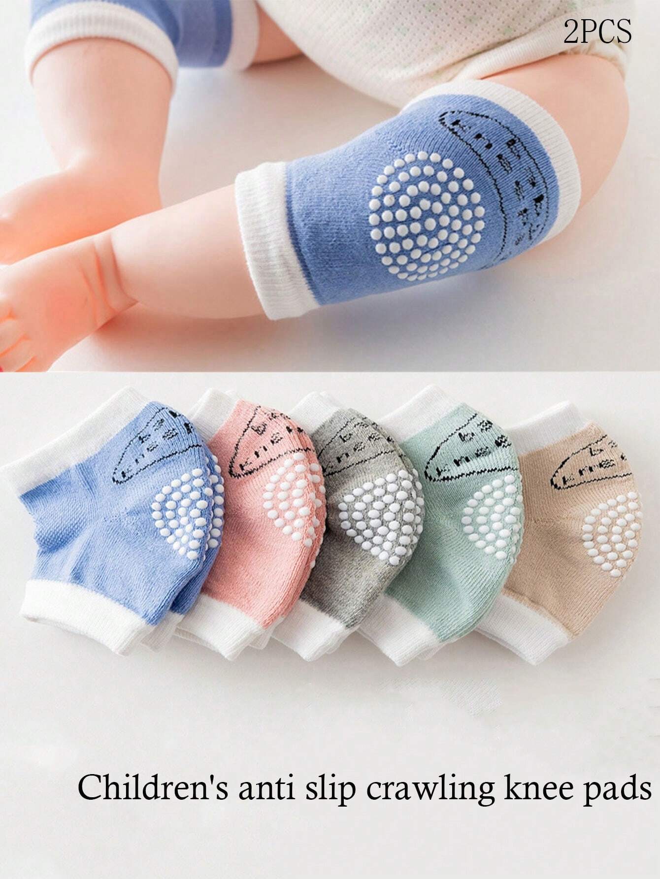 Two pieces of knee and elbow pads for crawling babies, padded anti-slip protection for toddlers' knees