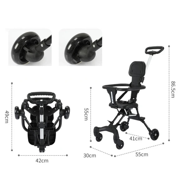 عربة أطفال خفيفة الوزن بأربع عجلات وقابلة للطي (Foldable Portable Baby Stroller)