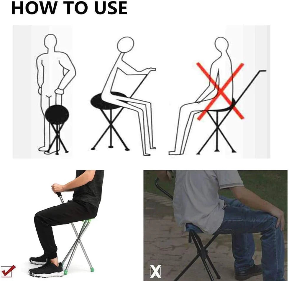 عصا مشي بمقعد قابل للطي