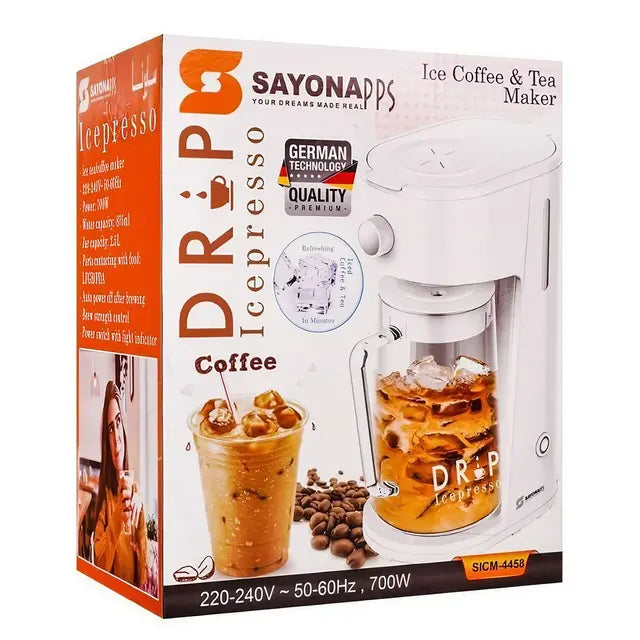صانعة القهوة والشاي المثلج من سايونا بقدرة 700 واط (Sayona Ice Coffee &amp; Tea Maker SICM-4458)