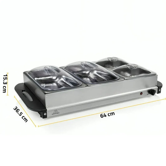 300W Electric Buffet Server Grill with 4 Detachable Trays