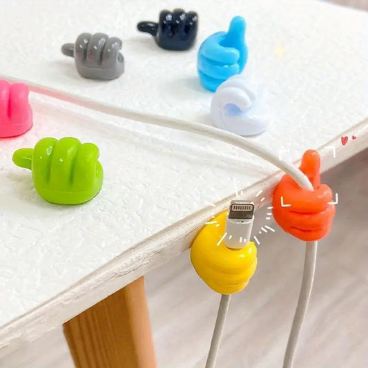 10pcs Cartoon Thumb Hooks - Easy Install, Wall-Mounted Cable Organizer for Home