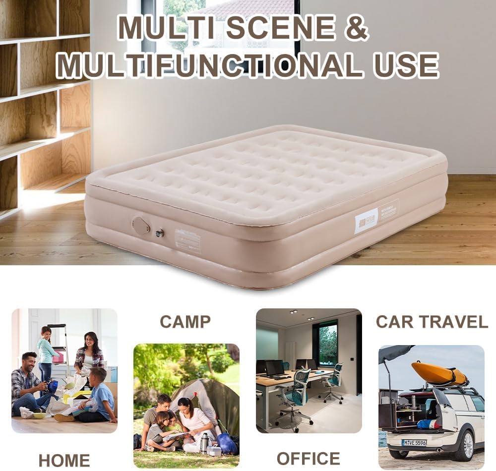 سرير هوائي مع مضخة ووسادة قابلة للنفخ (150×200×40 سم)