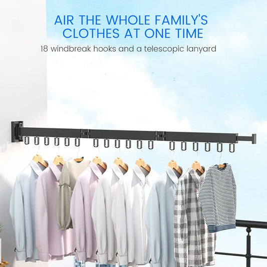 Clothes Drying Rack Wall Mounted Foldable Dryer Line Airer Indoor Outdoor Ve