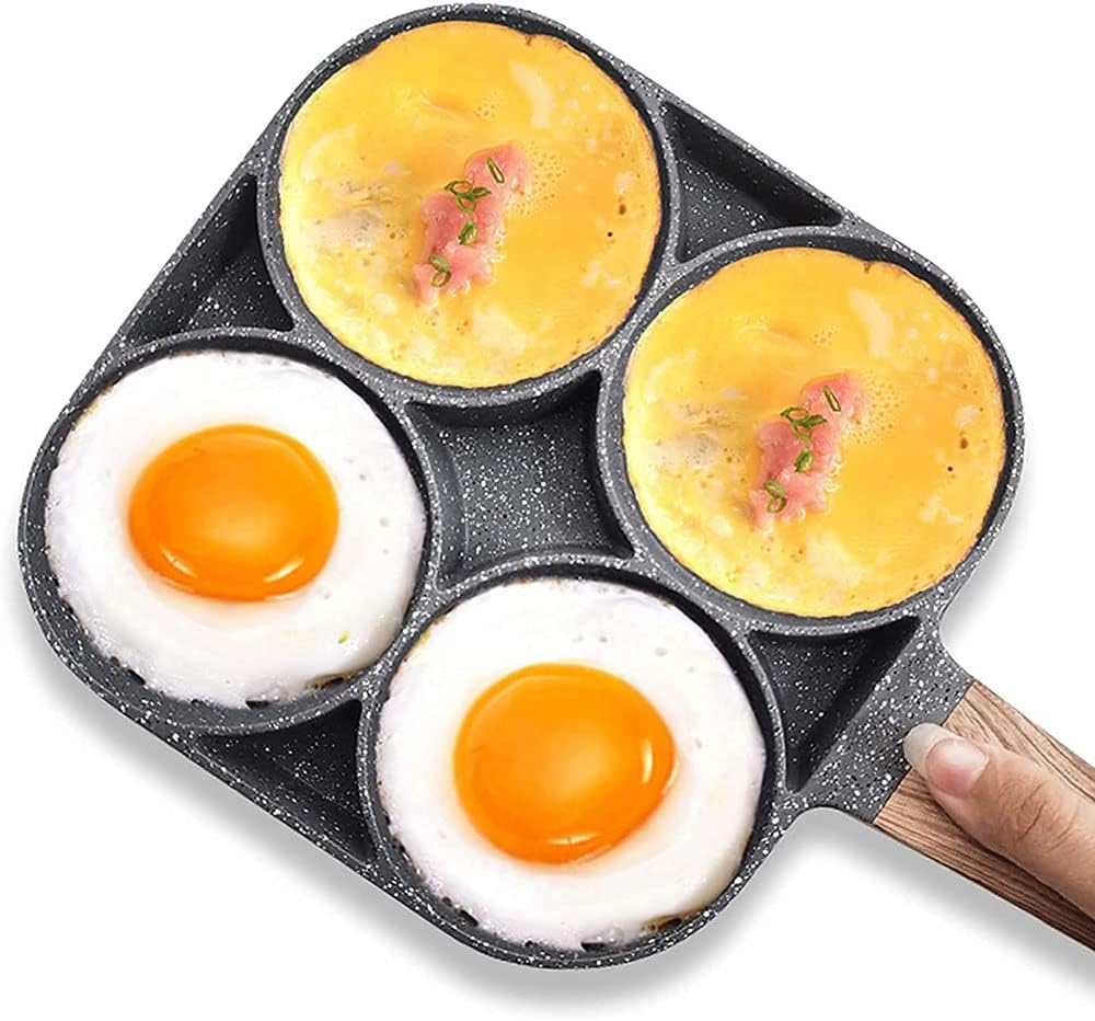 مقلاة عجة غير لاصقة بأربع فتحات للبيض والفطائر والبرجر