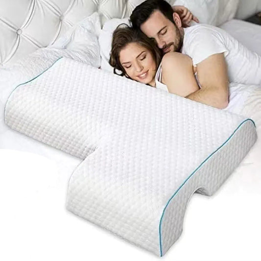 Breathable Couples Pillow Arched Couples Pillow Sleeper Pillow with Arm Hole Cushion for Couples Friends Adults Family Birthday Gift White Right