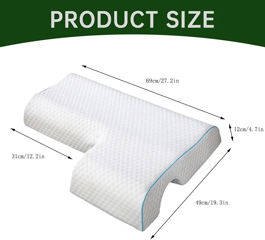 وسادة قابلة للتنفس للأزواج، وسادة مقوسة للأزواج، وسادة للنوم مع فتحة للذراع، وسادة للأزواج والأصدقاء والبالغين والعائلة، هدية عيد ميلاد، لون أبيض يمين