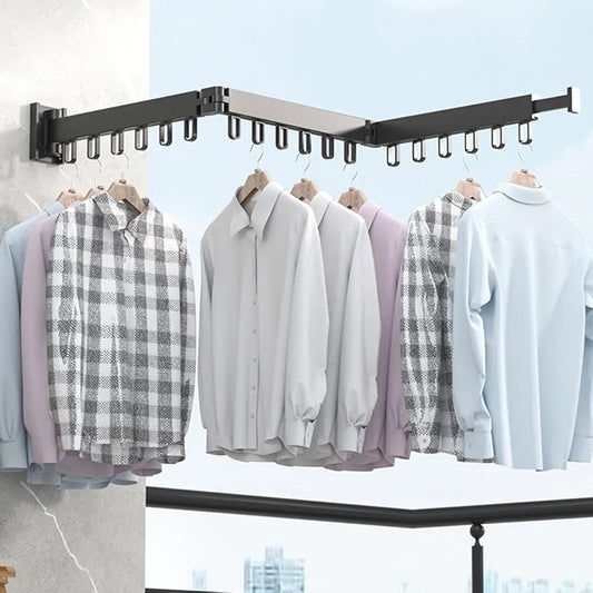 Clothes Drying Rack Wall Mounted Foldable Dryer Line Airer Indoor Outdoor Ve