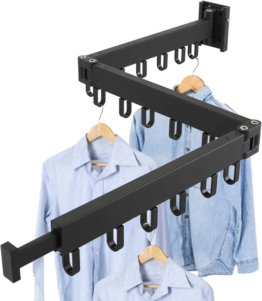 Clothes Drying Rack Wall Mounted Foldable Dryer Line Airer Indoor Outdoor Ve